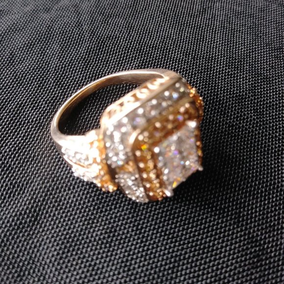 Rose Gold princes cut Mocha and White CZ ring New - Picture 6 of 14